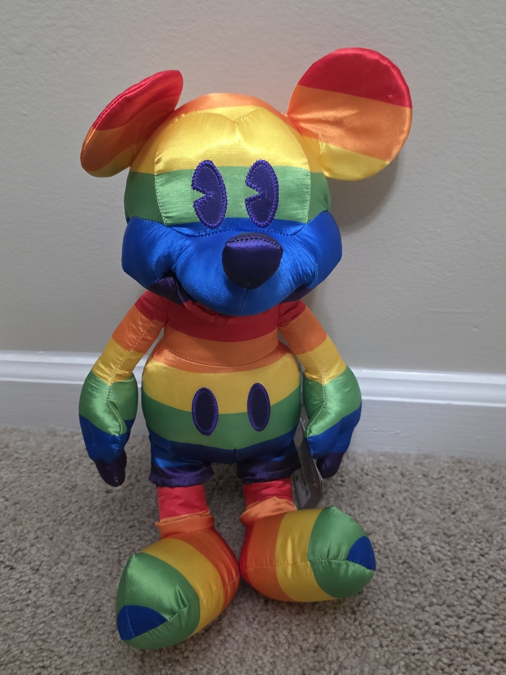 Disney Mickey Mouse Rainbow Striped Plush Pride New With Tags